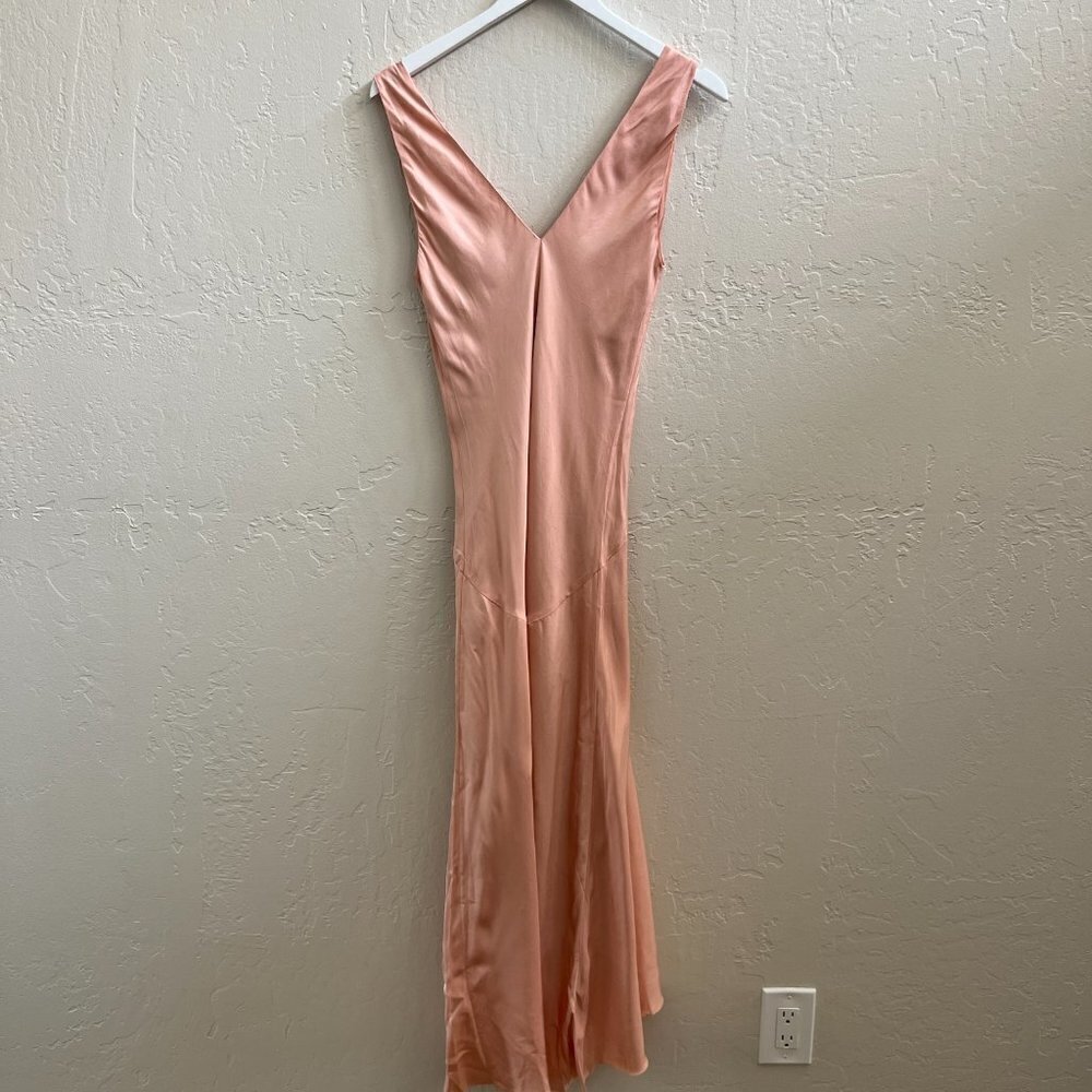 NEW FRAME Dusty Clay Pink Satin Sleeveless Maxi Slip Dress - Picture 5 of 6